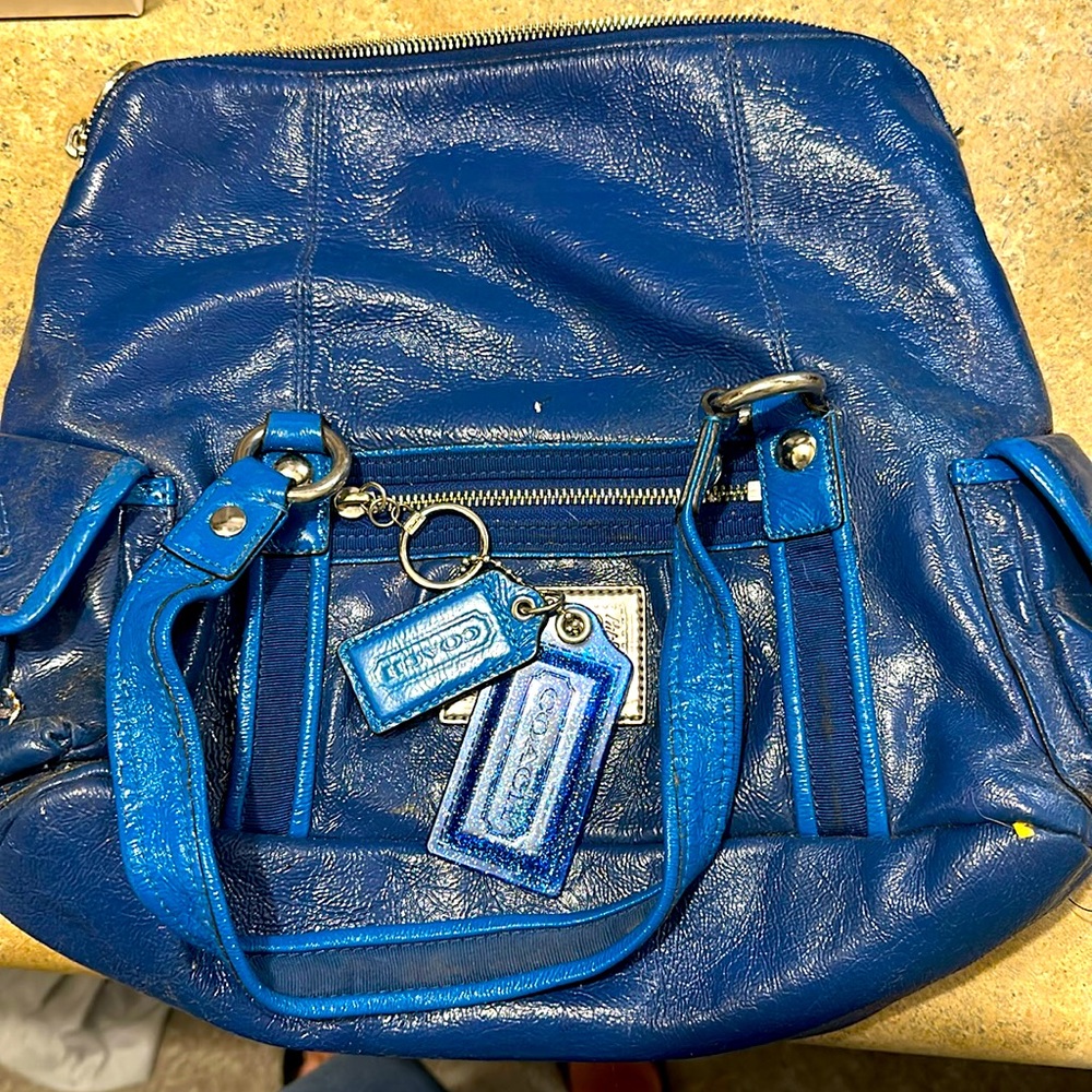 Coach Poppy Starlet in Blue Patent Leather Satchel